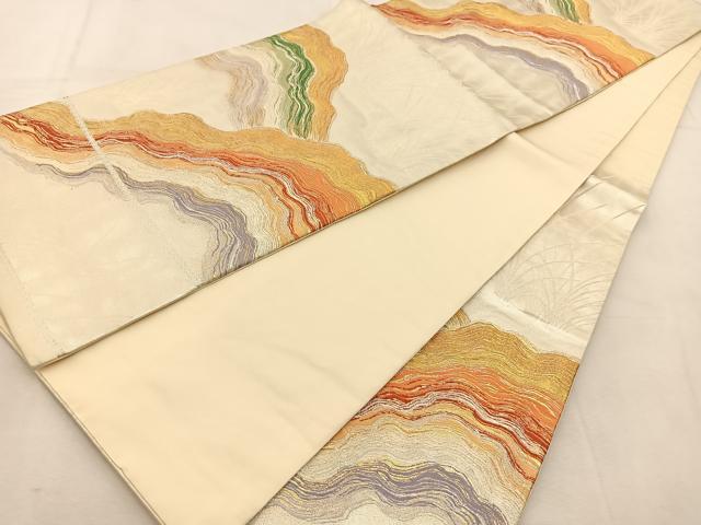 平和屋着物◎六通柄袋帯 唐織 重ね風景文 金銀糸 正絹 逸品 BAAU6173yc