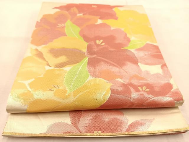 平和屋着物◎六通柄袋帯 カトレア 金銀糸 正絹 逸品 BAAU6175yc