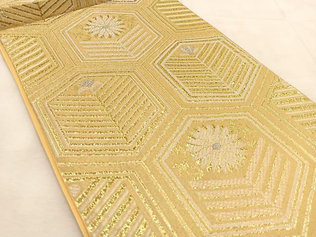 平和屋着物◎六通柄袋帯 亀甲花松文 金銀糸 BAAU6176yc