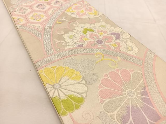 平和屋着物◎六通柄袋帯 花青海波 銀糸 正絹 逸品 BAAU6184yc