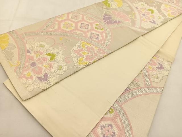 平和屋着物◎六通柄袋帯 花青海波 銀糸 正絹 逸品 BAAU6184yc