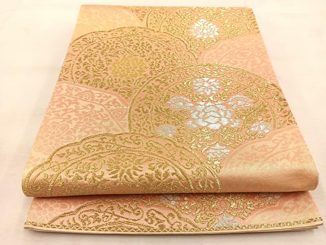 平和屋着物◎六通柄袋帯 更紗青海波 金銀糸 正絹 逸品 BAAU6185yc