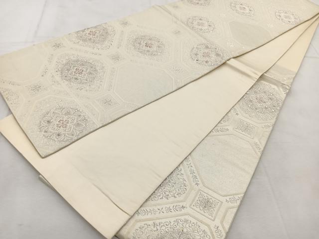 平和屋着物◎六通柄袋帯 唐織 蜀江花文 銀糸 正絹 逸品 BAAU6189yc