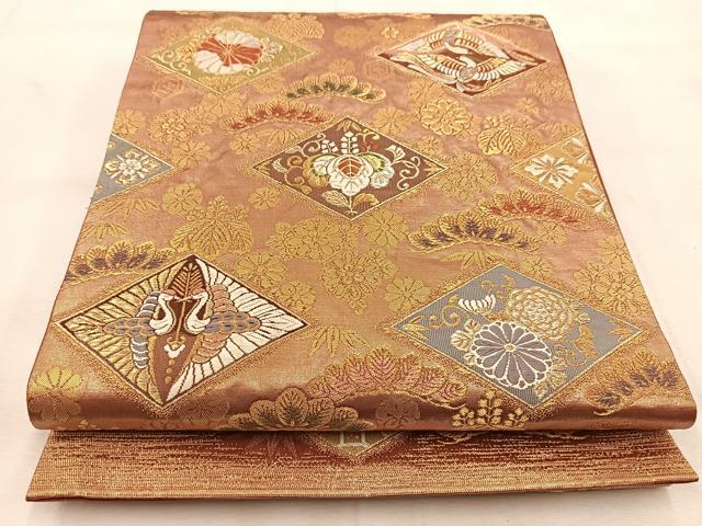 平和屋着物◎六通柄袋帯 唐織 吉祥綴織 吉祥動物花文 金銀糸 正絹 逸品 BAAU6208yc