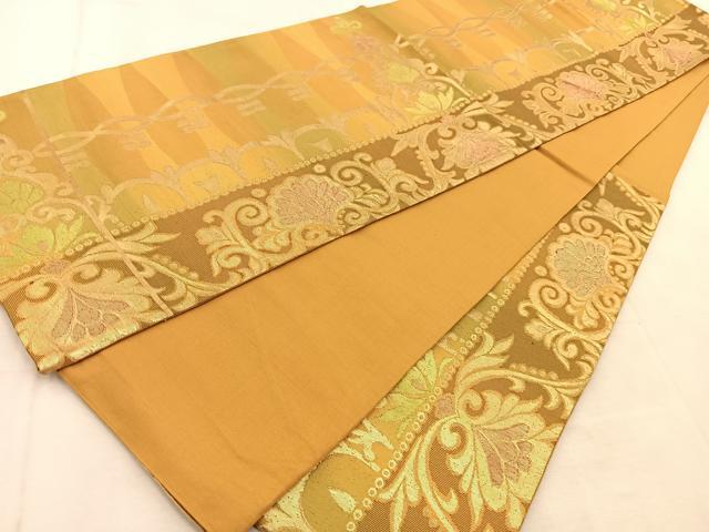 平和屋着物◎六通柄袋帯 更紗花文 金糸 正絹 逸品 BAAU6209yc