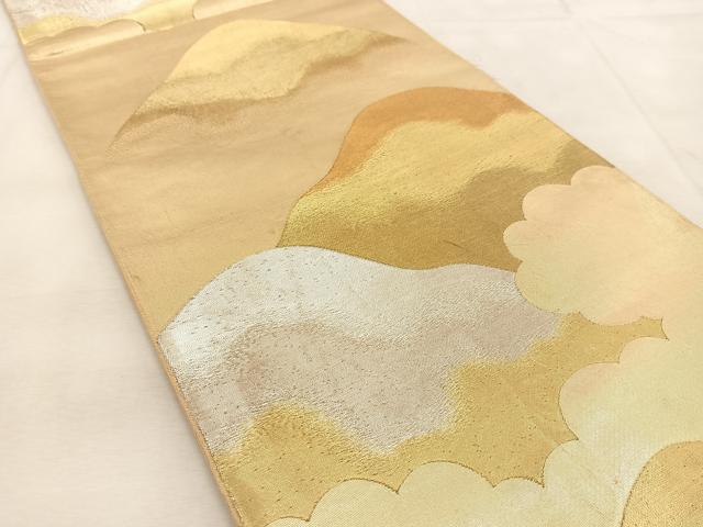 平和屋着物◎六通柄袋帯 重ね山風景文 金銀糸 引箔 正絹 逸品 BAAU6225yc
