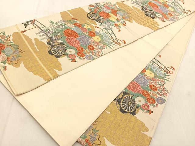 平和屋着物◎六通柄袋帯 唐織 玉華絢麗 金彩 正絹 逸品 BAAU6269yc