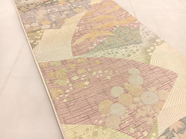 平和屋着物◎六通柄袋帯 地紙花鳥文 金銀糸 正絹 逸品 BAAU6287yc