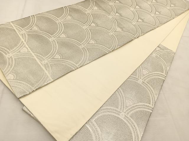 平和屋着物◎六通柄袋帯 唐織 粋巧 花青海波 銀糸 正絹 逸品 BAAU6290yc
