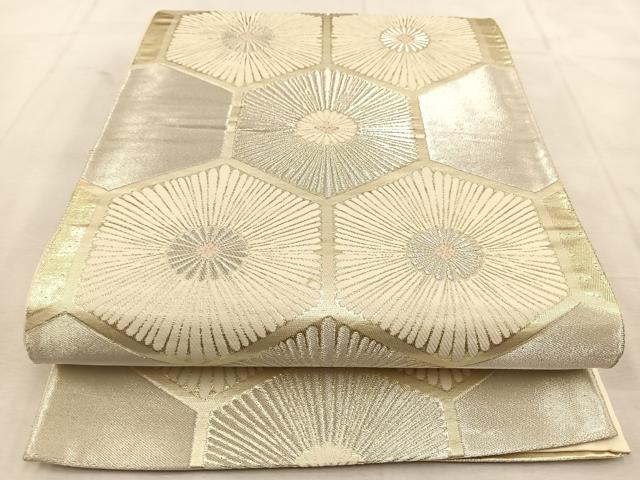 平和屋着物◎六通柄袋帯 唐織 亀甲唐松文 金銀糸 正絹 逸品 BAAU6294yc