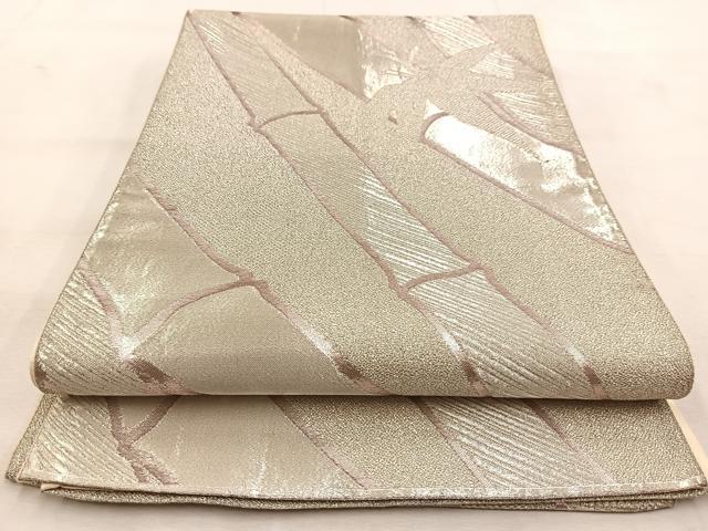 平和屋着物◎六通柄袋帯 竹林 銀糸 正絹 逸品 BAAU6301yc