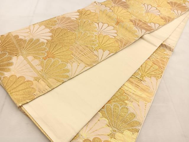 平和屋着物◎六通柄袋帯 菊青海波 金銀糸 正絹 逸品 BAAU6304yc