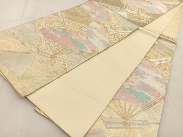 平和屋着物◎六通柄袋帯 流水扇文 金銀糸 正絹 逸品 BAAU6354yc