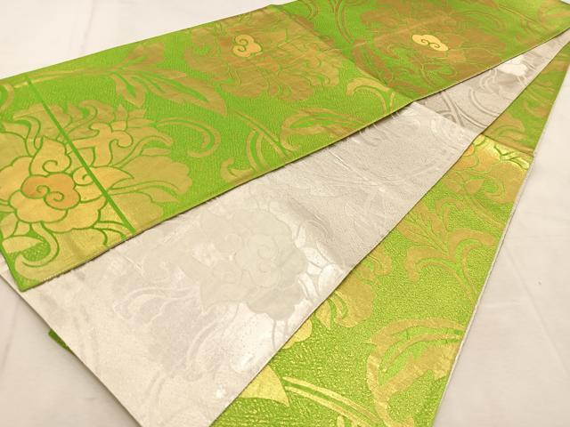 平和屋着物◎両面 全通柄袋帯 更紗花唐草文 金糸 正絹 逸品 BAAU6404yc