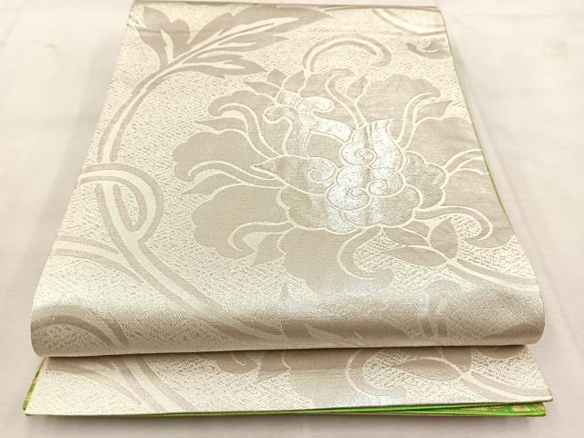 平和屋着物◎両面 全通柄袋帯 更紗花唐草文 金糸 正絹 逸品 BAAU6404yc