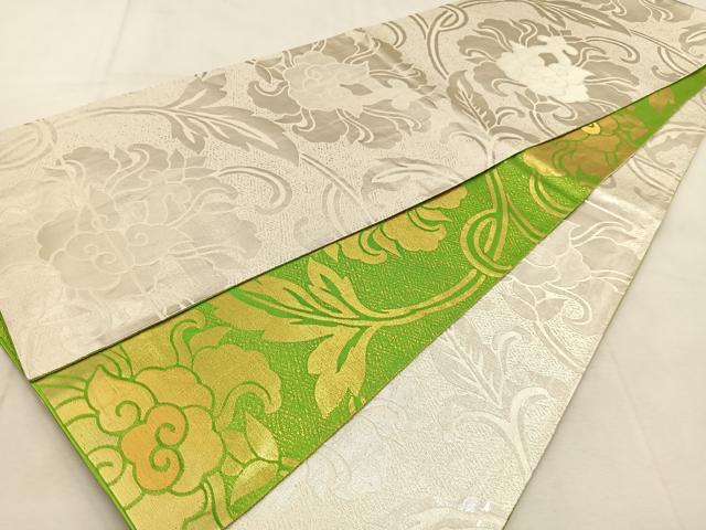 平和屋着物◎両面 全通柄袋帯 更紗花唐草文 金糸 正絹 逸品 BAAU6404yc