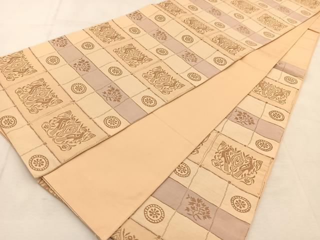 平和屋着物◎六通柄袋帯 花鳥横段文 金糸 正絹 逸品 BAAU6408yc