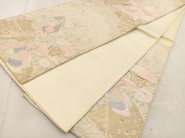 平和屋着物◎六通柄袋帯 唐織 光華孔雀 金銀糸 正絹 逸品 BAAU6430yc