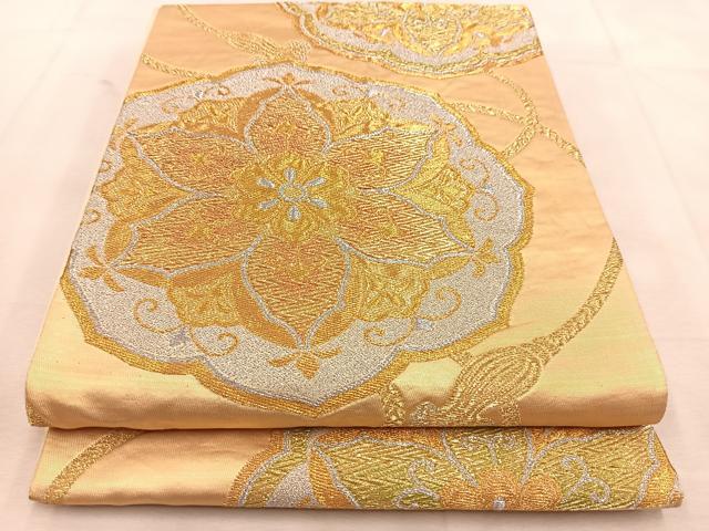 平和屋着物◎六通柄袋帯 正倉院花文 金銀糸 正絹 逸品 BAAU6439yc