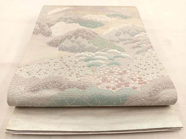 平和屋着物◎六通柄袋帯 唐織 大原乃里 銀糸 正絹 逸品 BAAU6486yc
