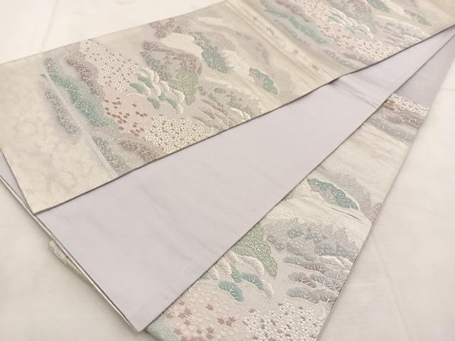 平和屋着物◎六通柄袋帯 唐織 大原乃里 銀糸 正絹 逸品 BAAU6486yc