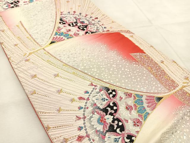 平和屋着物◎六通柄袋帯 唐織 孔雀更紗 金銀糸 正絹 逸品 BAAU6559yc