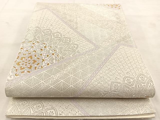 平和屋着物◎六通柄袋帯 唐織 切嵌正倉院花文 金銀糸 正絹 逸品 BAAU6570yc