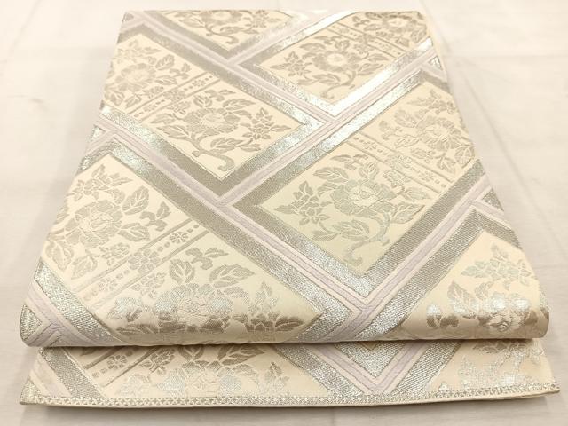 平和屋着物◎六通柄袋帯 唐織 檜垣花唐草文 銀糸 正絹 逸品 BAAU6600yc