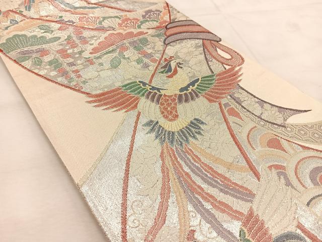 平和屋着物◎九百佐賀錦 六通柄袋帯 鳳凰束ね熨斗吉祥文 金銀糸 正絹 逸品 BAAU6611yc