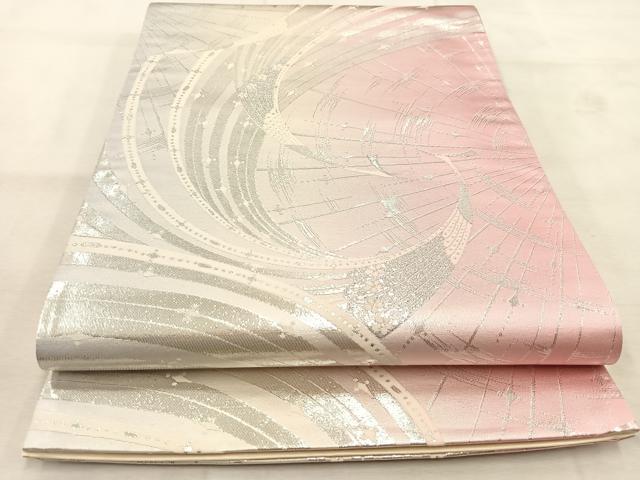 平和屋着物◎六通柄袋帯 孔雀 銀糸 正絹 逸品 BAAU6613yc