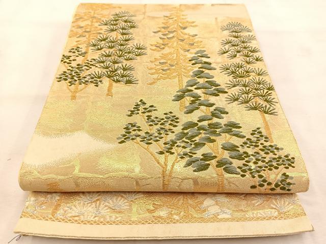 平和屋着物◎六通柄袋帯 唐織 樹林文 金銀糸 正絹 逸品 BAAU6624yc