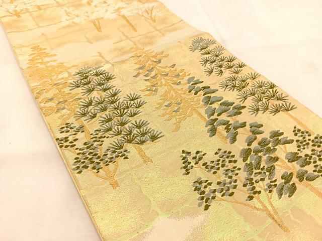 平和屋着物◎六通柄袋帯 唐織 樹林文 金銀糸 正絹 逸品 BAAU6624yc
