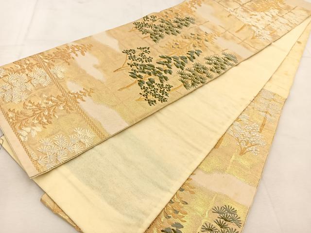 平和屋着物◎六通柄袋帯 唐織 樹林文 金銀糸 正絹 逸品 BAAU6624yc