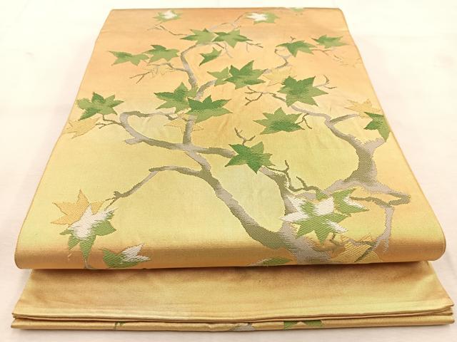 平和屋着物◎六通柄 本袋帯 唐織 楓 金糸 引箔 正絹 逸品 BAAU6625yc