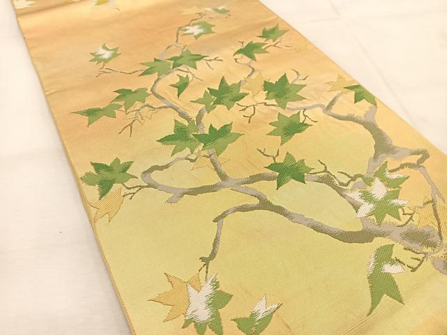 平和屋着物◎六通柄 本袋帯 唐織 楓 金糸 引箔 正絹 逸品 BAAU6625yc
