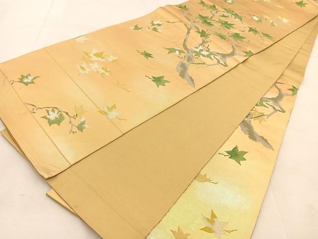 平和屋着物◎六通柄 本袋帯 唐織 楓 金糸 引箔 正絹 逸品 BAAU6625yc