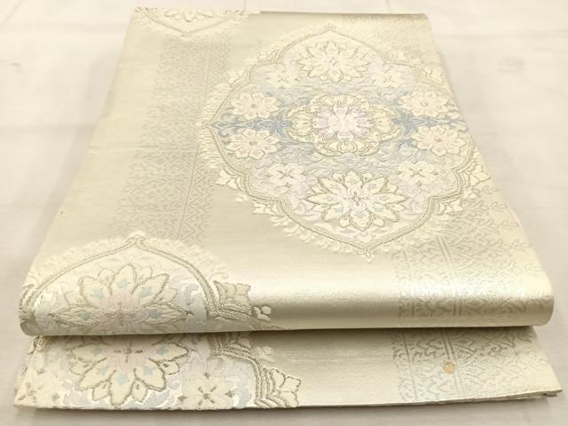平和屋着物◎六通柄袋帯 唐織 正倉院更紗花文 銀糸 正絹 逸品 BAAU6643yc