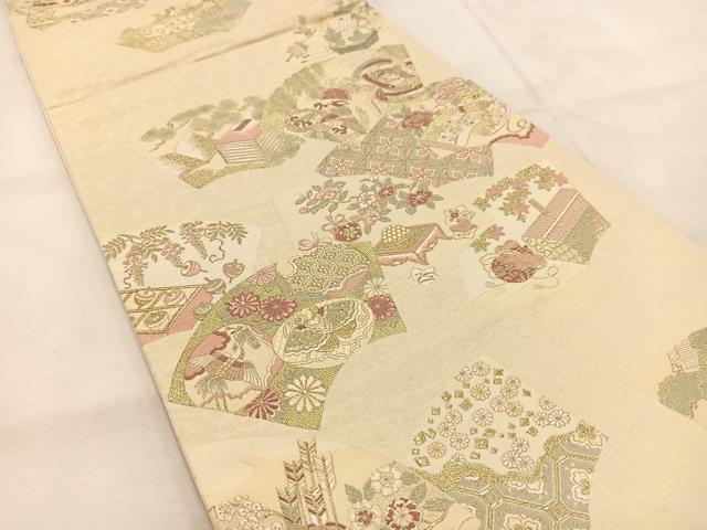 平和屋着物◎六通柄袋帯 唐織 珀鳳絵巻 金糸 正絹 逸品 BAAU6659yc