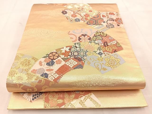 平和屋着物◎六通柄袋帯 唐織 地紙花文 金銀糸 正絹 逸品 BAAU6674yc