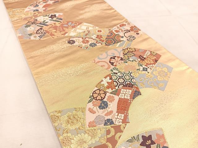 平和屋着物◎六通柄袋帯 唐織 地紙花文 金銀糸 正絹 逸品 BAAU6674yc