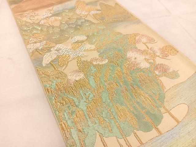 平和屋着物◎六通柄袋帯 風景松文 金銀糸 正絹 逸品 BAAU6682yc