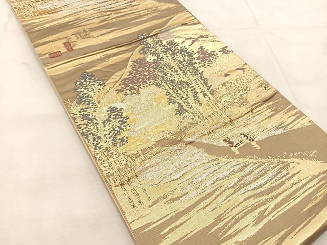 平和屋着物◎六通柄袋帯 東海道 廣重 金銀糸 正絹 逸品 BAAU6703yc