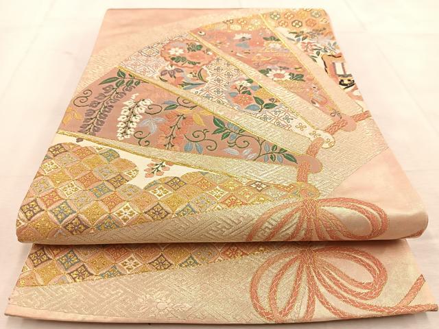 平和屋着物◎六通柄袋帯 唐織 吉祥花文 金糸 引箔 正絹 逸品 BAAU6710yc