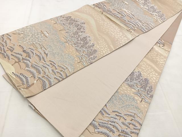 平和屋着物◎六通柄袋帯 唐織 遠山風景文 金銀糸 正絹 逸品 BAAU6718yc