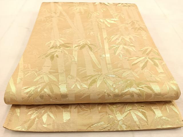平和屋着物◎六通柄袋帯 竹林 金糸 正絹 逸品 BAAU6728yc
