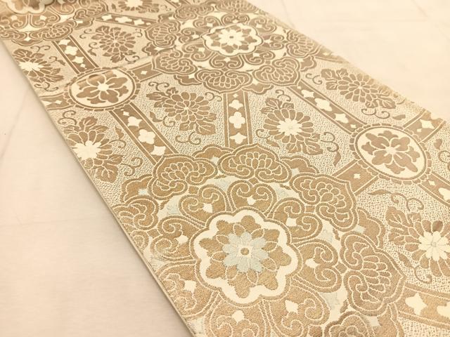 平和屋着物◎六通柄袋帯 正倉院菊唐草文 金銀糸 正絹 逸品 BAAU6729yc