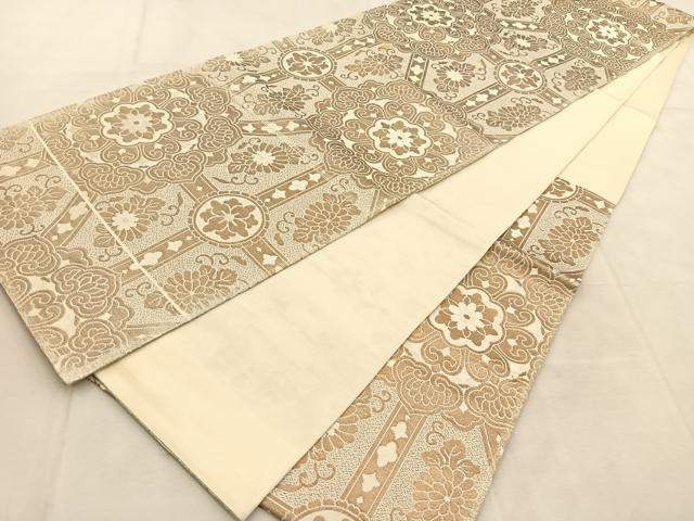 平和屋着物◎六通柄袋帯 正倉院菊唐草文 金銀糸 正絹 逸品 BAAU6729yc