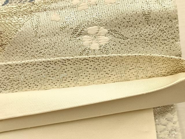 平和屋着物◎六通柄袋帯 唐織 御所車花文 プラチナ二重織 正絹 逸品 BAAU6738yc