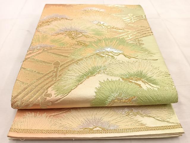 平和屋着物◎六通柄袋帯 渡橋笠松文 金銀糸 正絹 逸品 BAAU6750yc