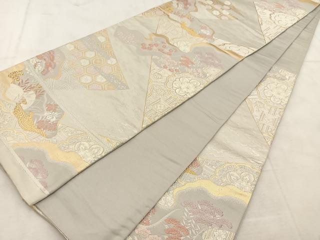 平和屋着物◎六通柄袋帯 唐織 正倉院風景花文 金銀糸 正絹 逸品 BAAU6797yc
